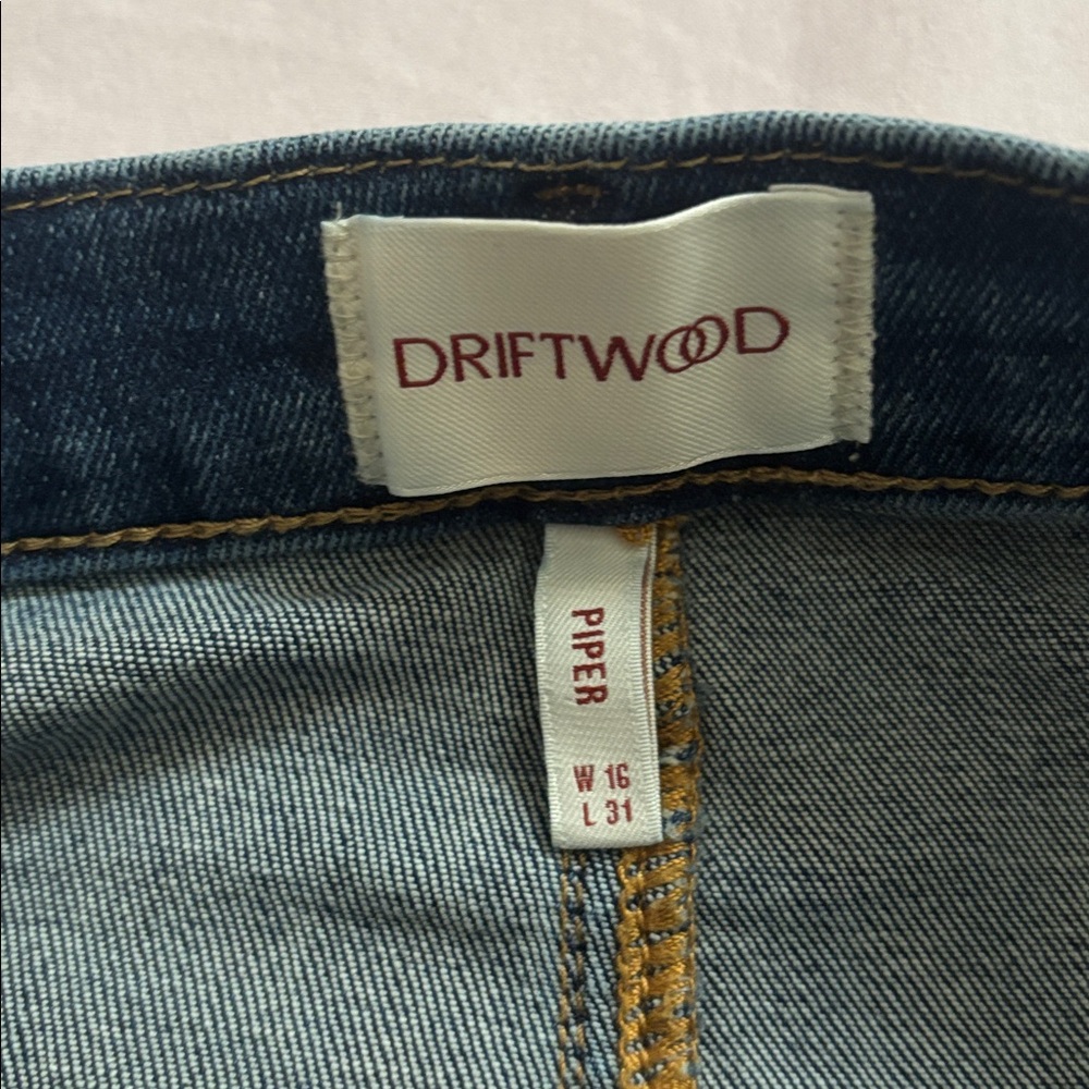 Driftwood floral embroidered front slit size 16 midi stretch denim jean skirt - Picture 4 of 9